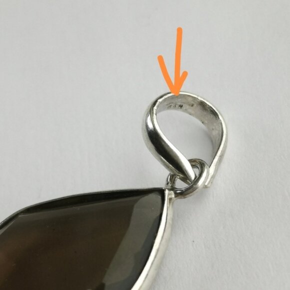 Sterling silver Navette Smokey Topaz Smoky Quartz pendant NEW - Picture 6 of 7